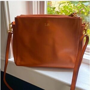 Lo & Sons Pearl Crossbody Bag Camel Nappa Leather Excellent Condition Retail 298